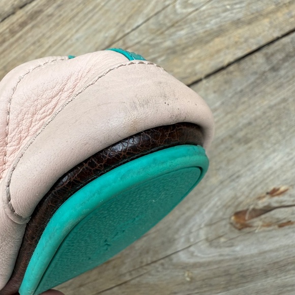 Tieks by Gavrieli Ballet Flats Pale Pink Leather Teal Sole Size 8 - Picture 9 of 11